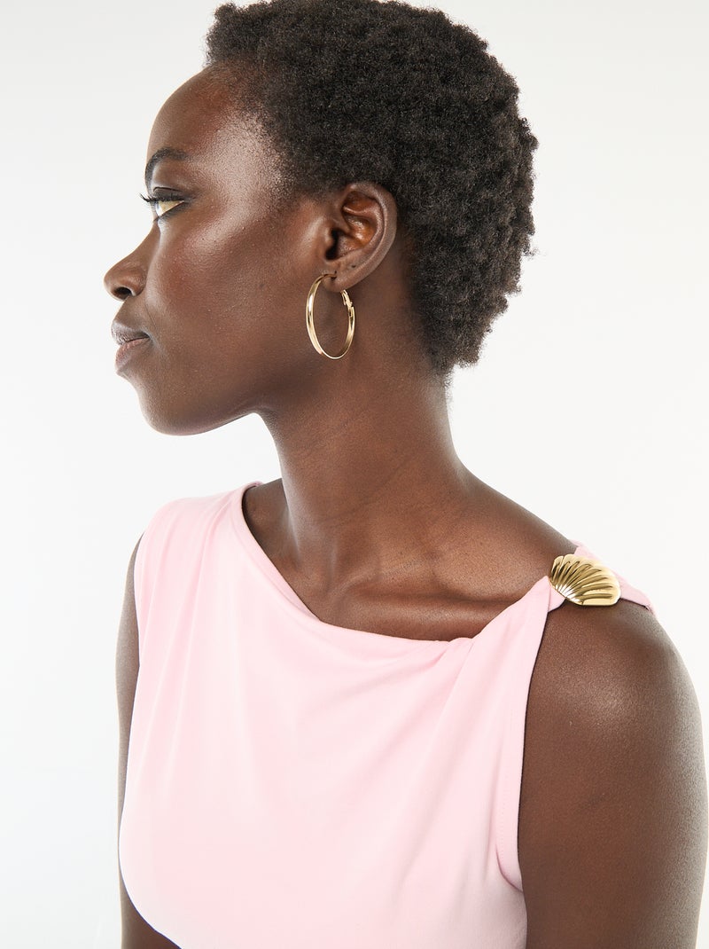 T-shirt stretch avec bijou doré Rose - Kiabi