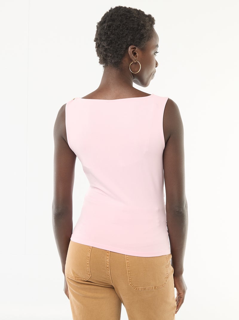 T-shirt stretch avec bijou doré Rose - Kiabi