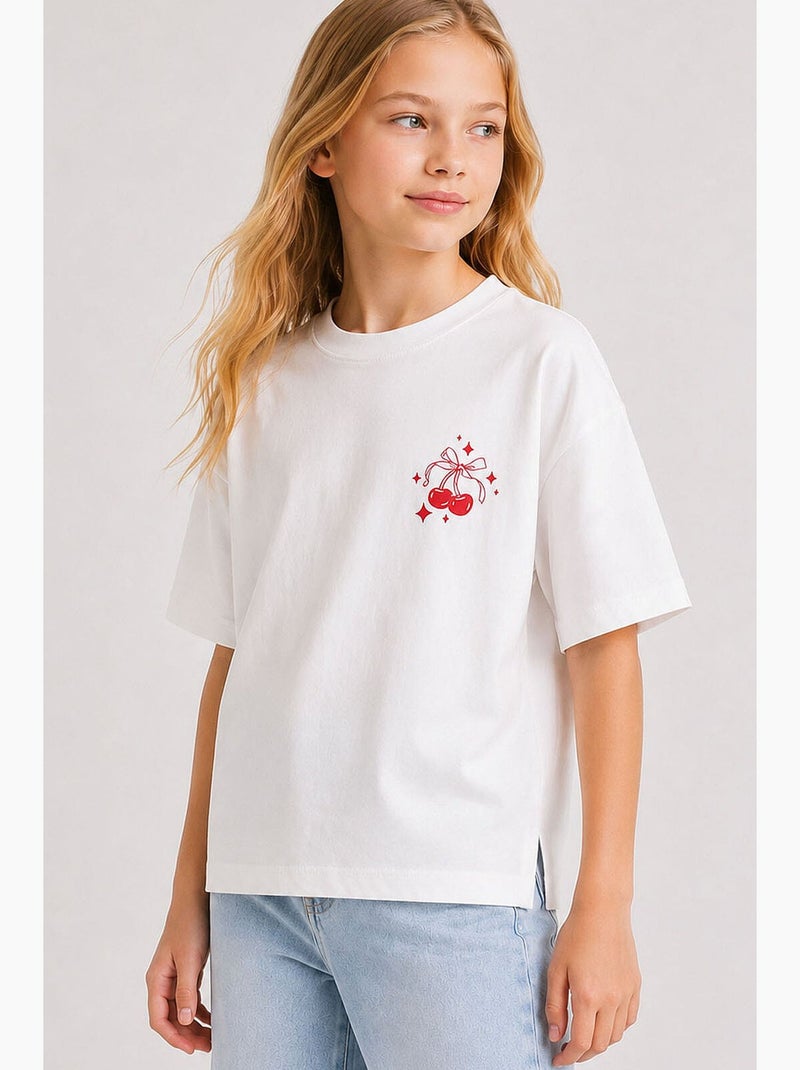 T-shirt stretch en coton tommy Blanc - Kiabi