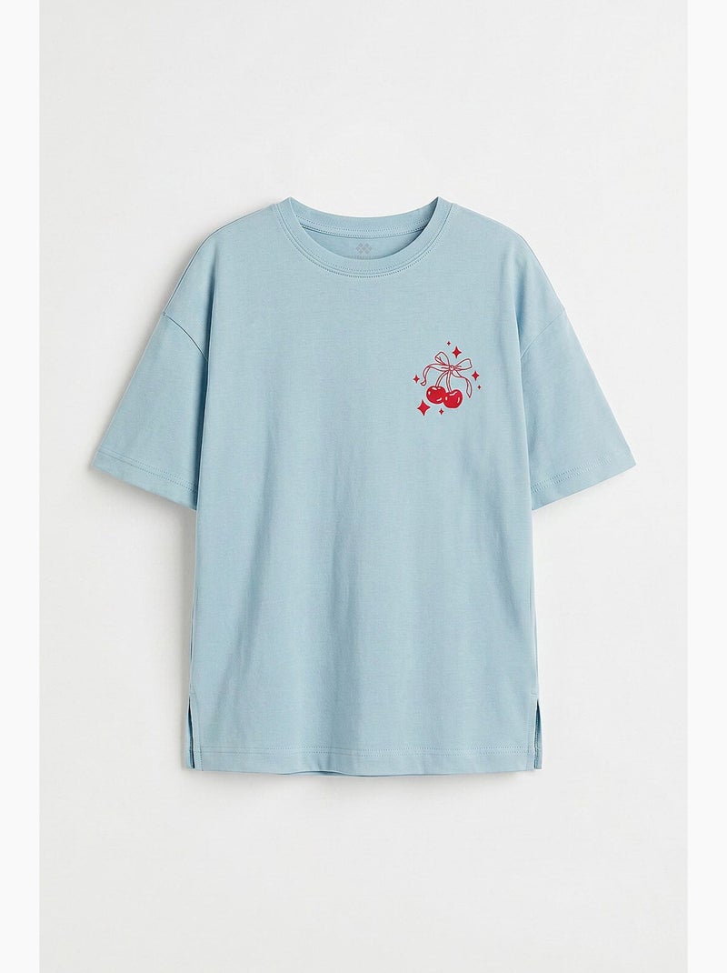 T-shirt stretch en coton tommy Bleu ciel - Kiabi