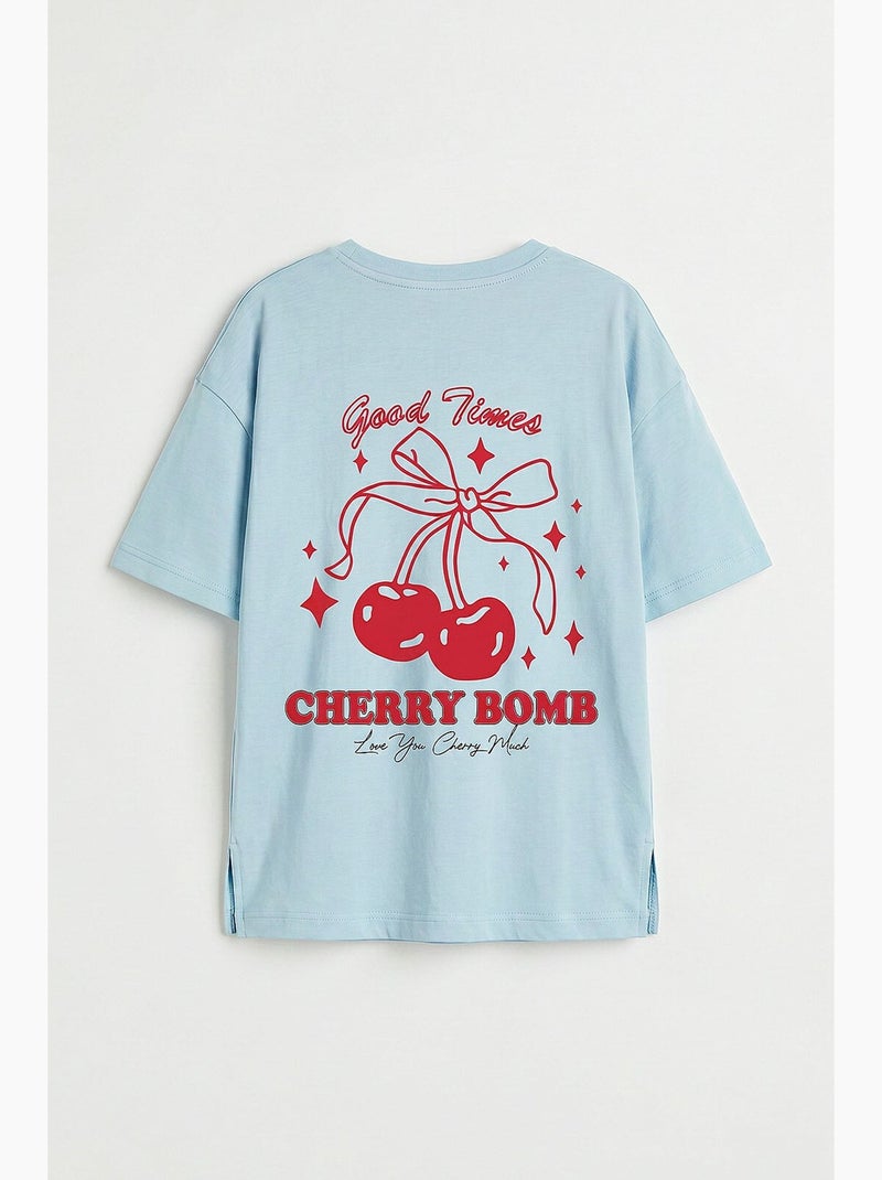 T-shirt stretch en coton tommy Bleu ciel - Kiabi
