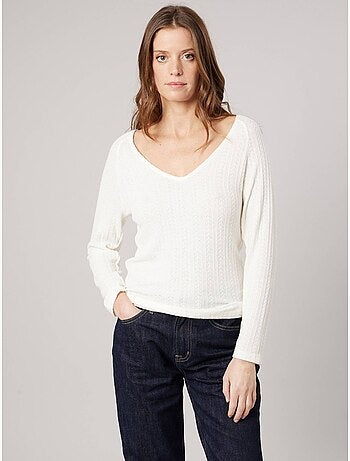T-shirt stretch femme en pointelle 'deeluxe'