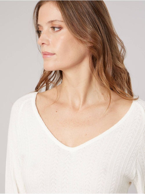 T-shirt stretch femme en pointelle 'deeluxe' - Kiabi
