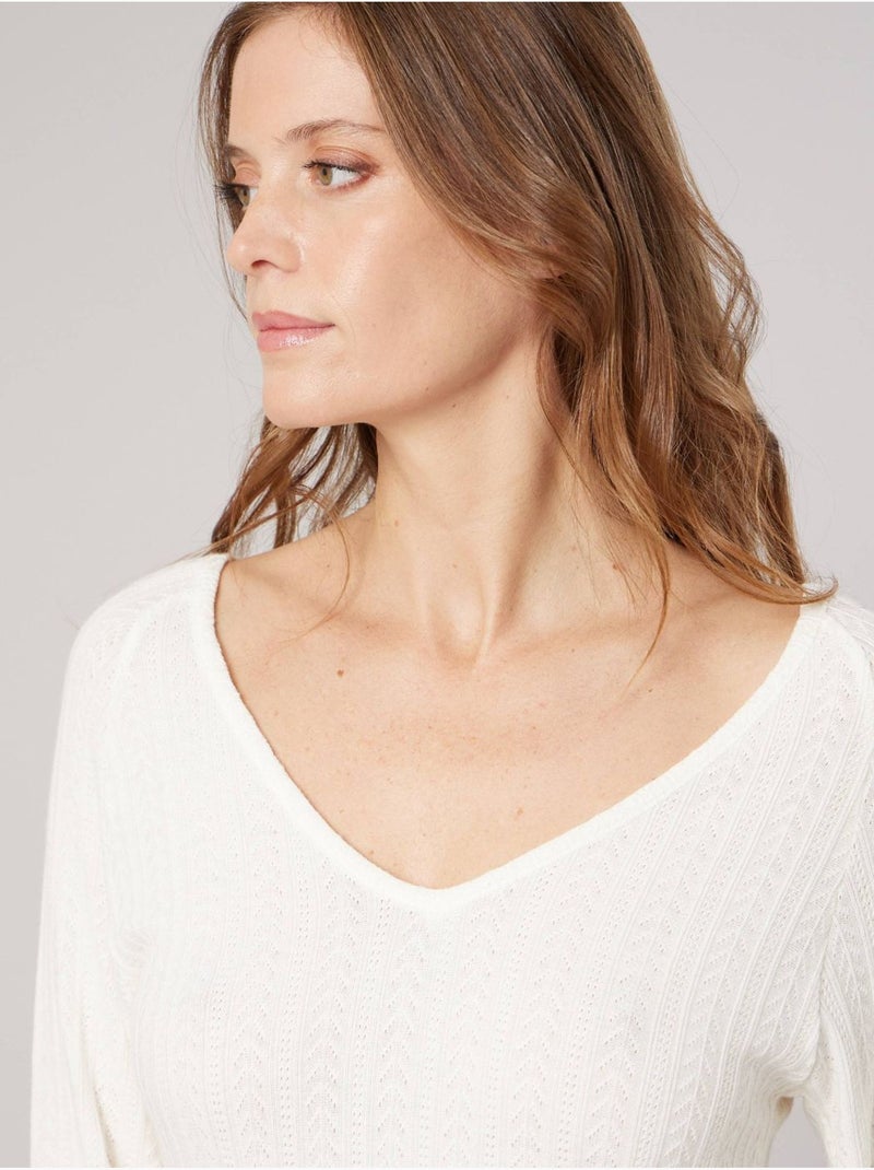 T-shirt stretch femme en pointelle 'deeluxe' Beige argile - Kiabi