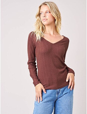 T-shirt stretch femme en pointelle 'deeluxe'