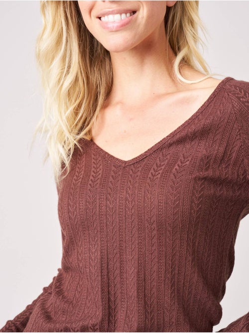T-shirt stretch femme en pointelle 'deeluxe' - Kiabi