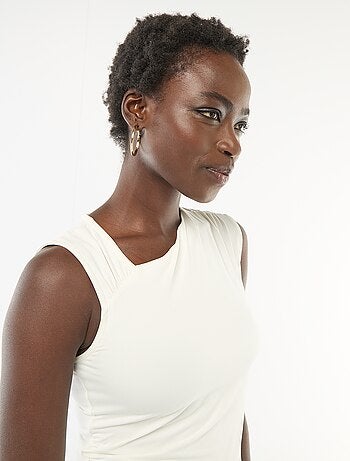 T-shirt stretch uni asymétrique