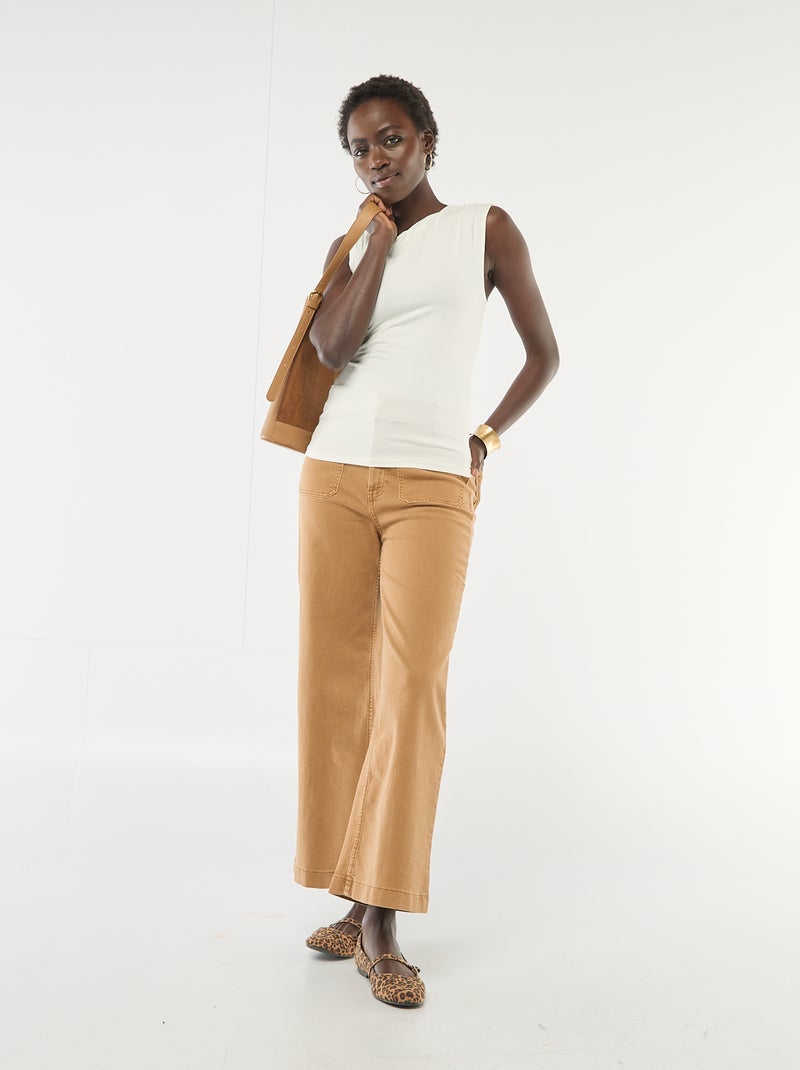 T-shirt stretch uni asymétrique Blanc - Kiabi