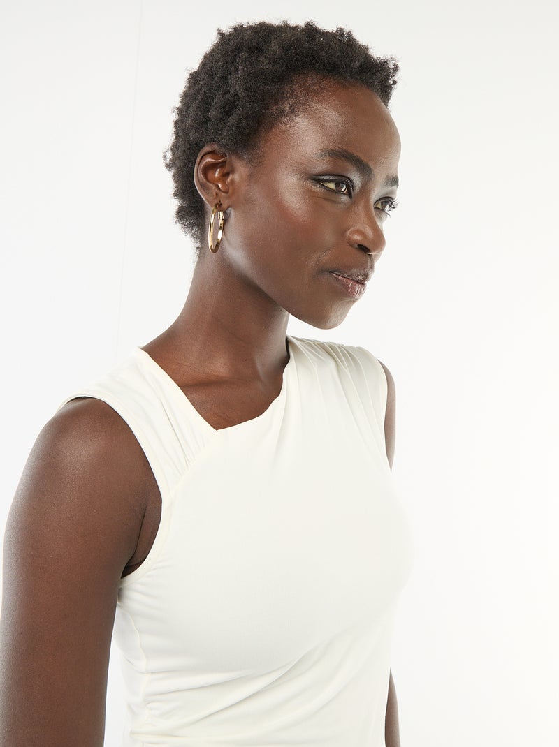 T-shirt stretch uni asymétrique Blanc - Kiabi