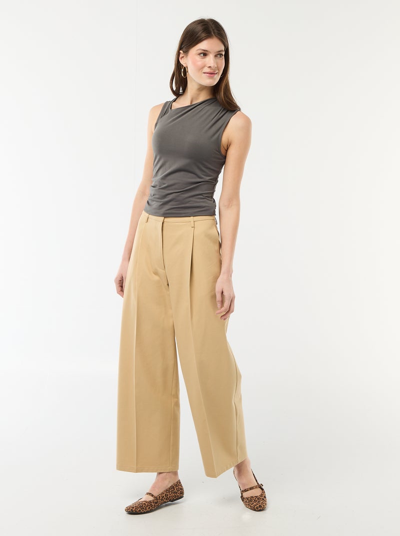 T-shirt stretch uni asymétrique Gris - Kiabi