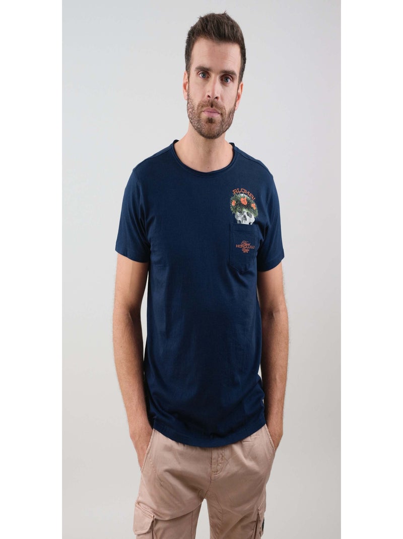 T-shirt  style jungle 'Deeluxe' Bleu marine - Kiabi