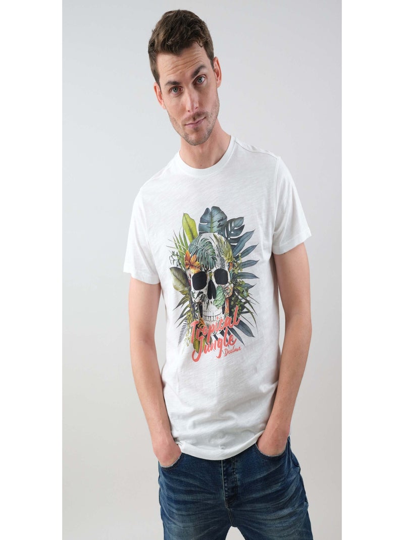 T-shirt style jungle 'Deeluxe' Ecru - Kiabi