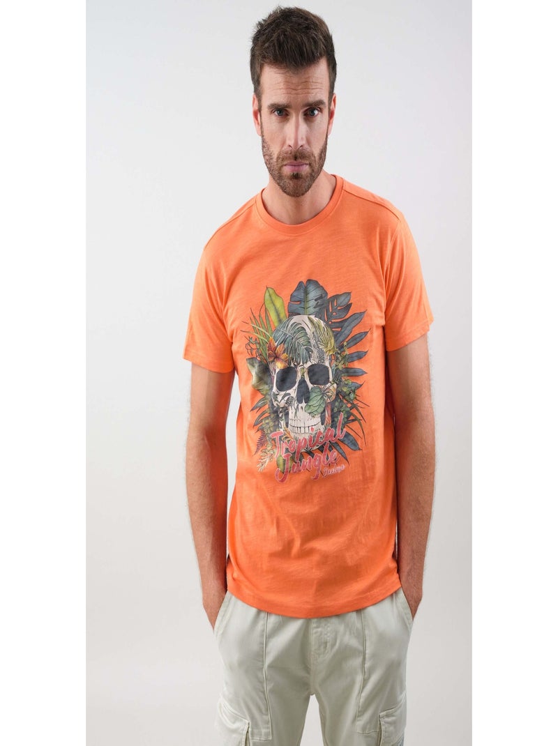 T-shirt style jungle 'Deeluxe' Orange corail - Kiabi