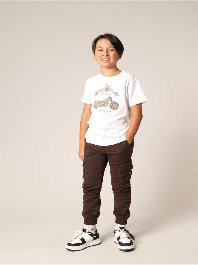 T-shirt style motard pour garçon avec illustration de moto 'Deeluxe' Ecru - Kiabi