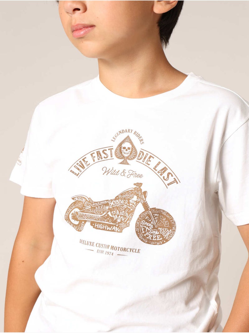 T-shirt style motard pour garçon avec illustration de moto 'Deeluxe' Ecru - Kiabi
