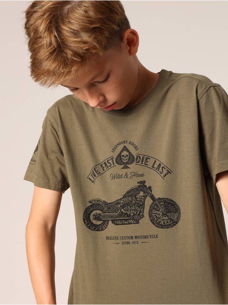 T-shirt style motard pour garçon avec illustration de moto 'Deeluxe' Kaki - Kiabi