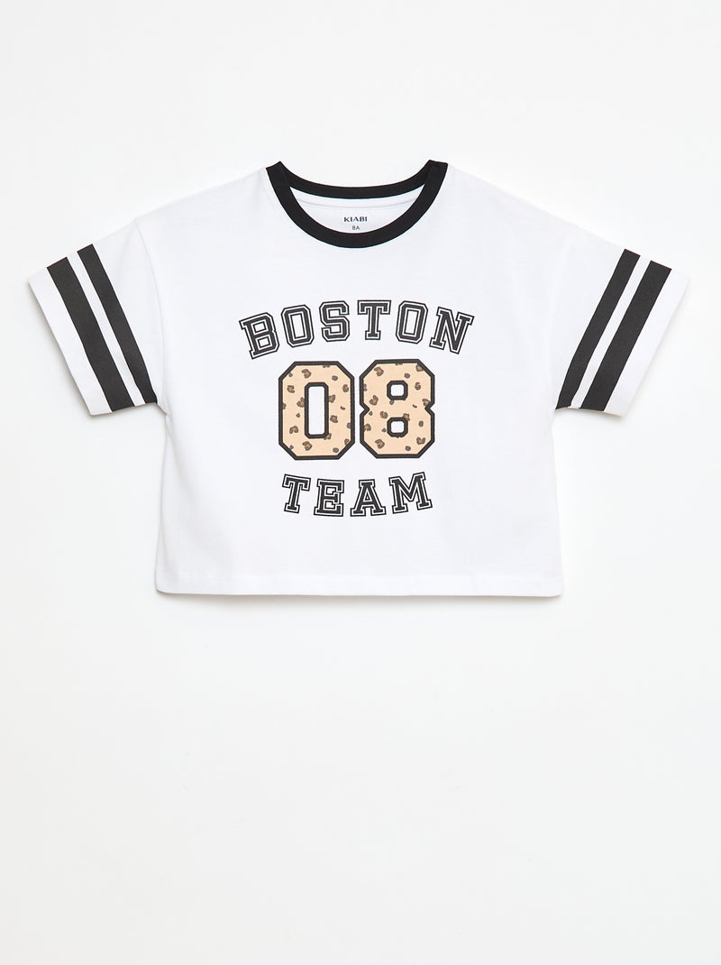T-shirt style sport américain manches courtes Blanc - Kiabi