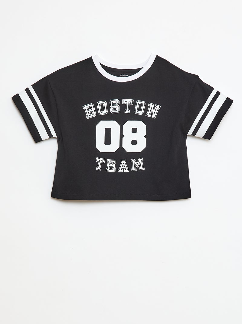 T-shirt style sport américain manches courtes Noir - Kiabi