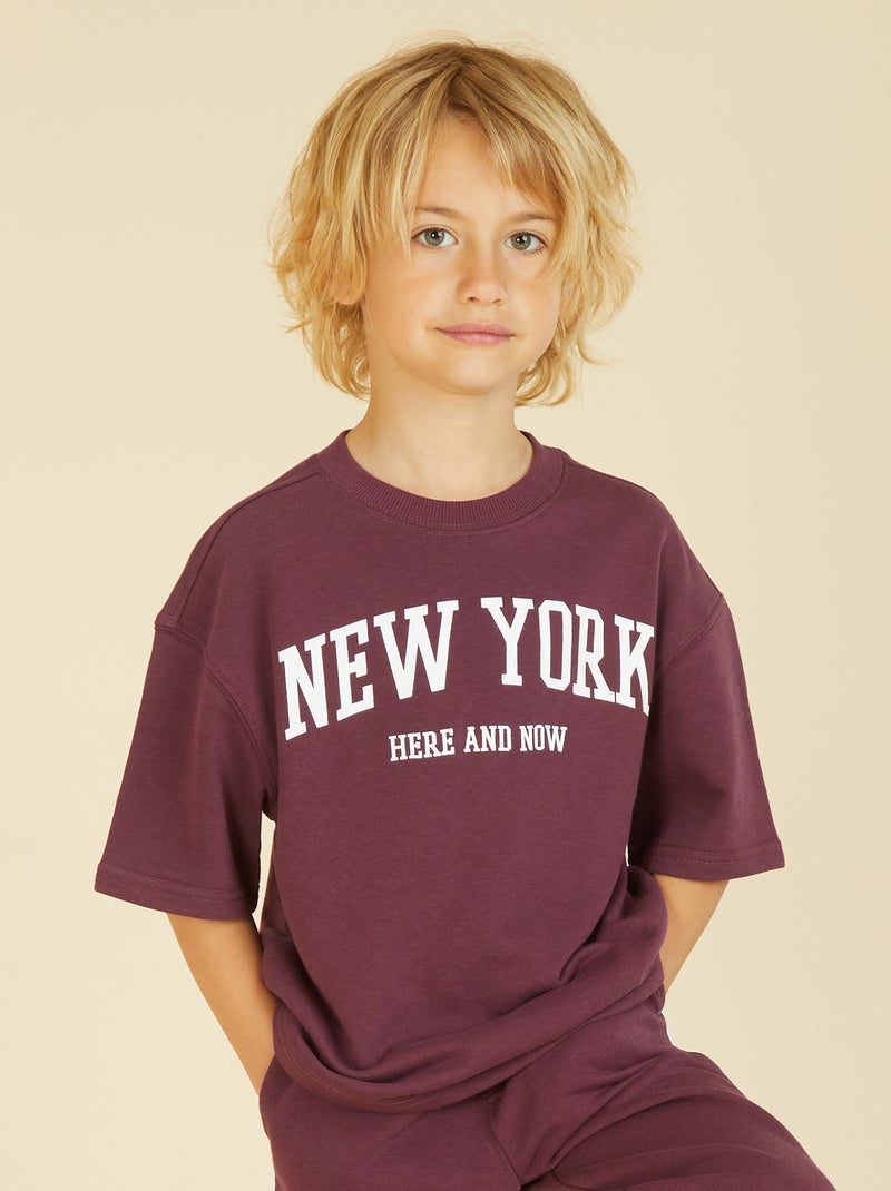 T-shirt style universitaire manches courtes Marron - Kiabi