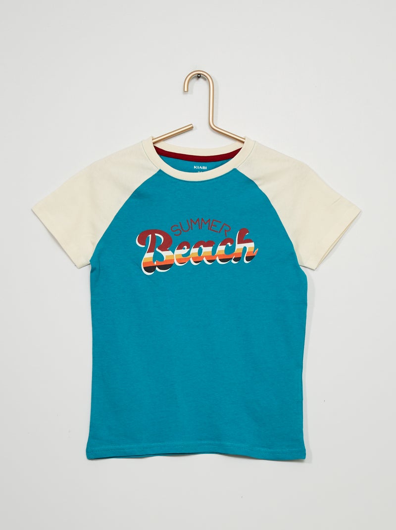 T-shirt 'Summer beach' en jersey Bleu - Kiabi
