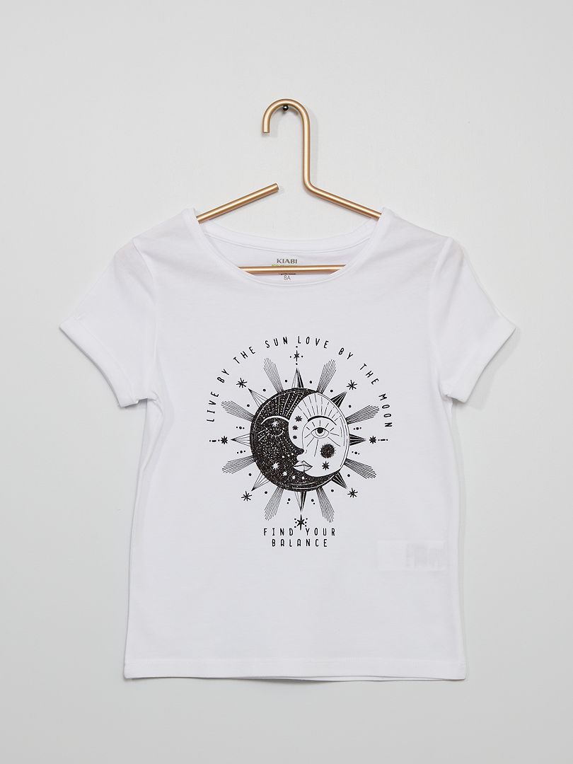 T-shirt 'sun & moon' blanc - Kiabi