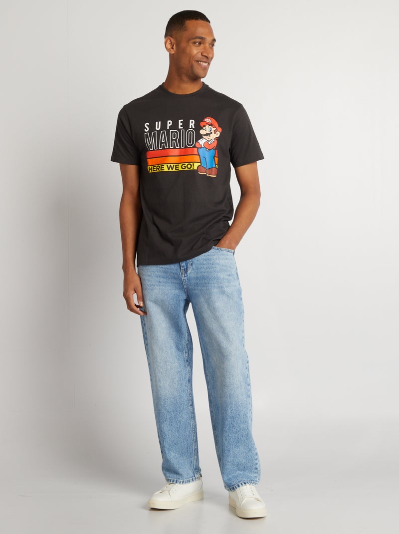 T-shirt 'Super Mario' à col rond Noir - Kiabi