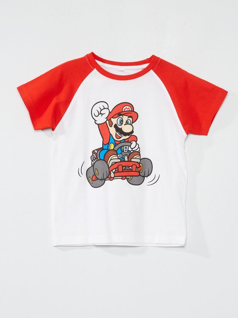 T-shirt 'Super Mario' à col rond rouge/blanc - Kiabi