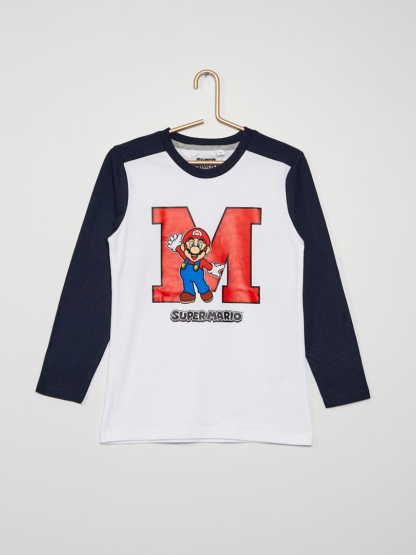 T-shirt 'Super Mario' blanc/marine - Kiabi
