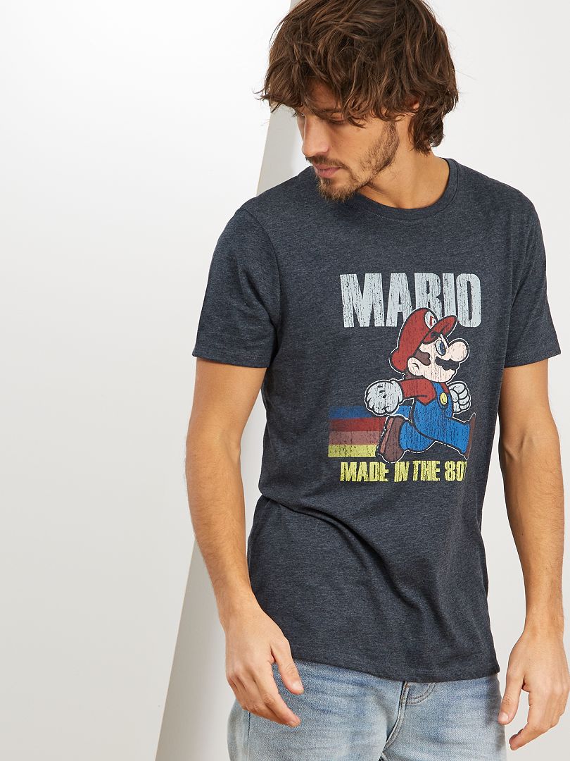 T-shirt 'Super Mario' bleu pétrole chiné - Kiabi