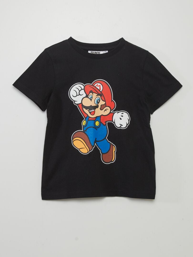 T-shirt 'Super-Mario' manches courtes Noir - Kiabi