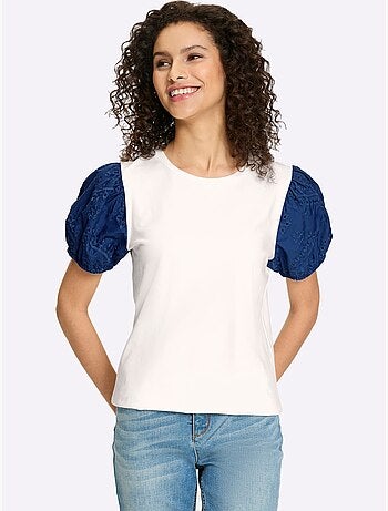 T-shirt Superbe Broderie De Madère - Taille Standard - Helline