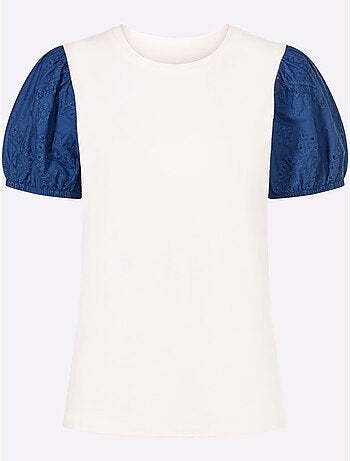 T-shirt Superbe Broderie De Madère - Taille Standard - Helline