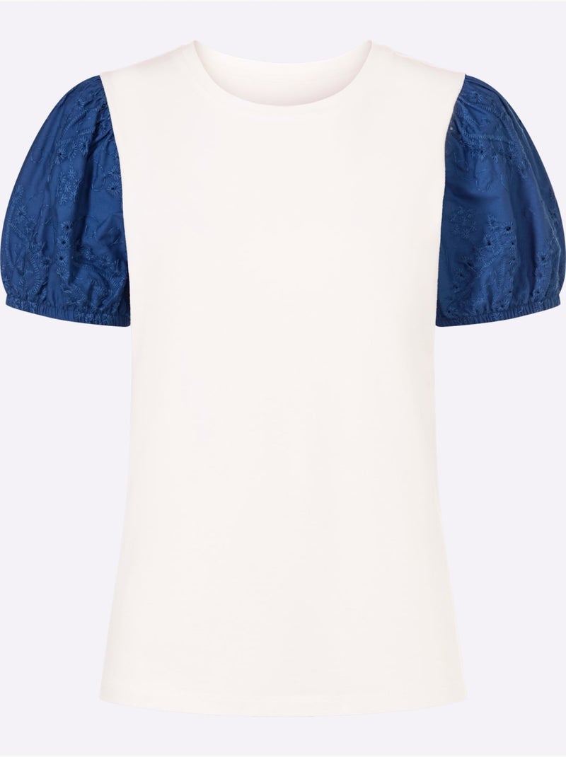T-shirt Superbe Broderie De Madère - Taille Standard - Helline Ecru - Kiabi