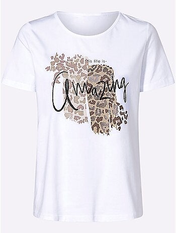 T-shirt Superbe Imprimé Brillant - Taille Standard - Helline