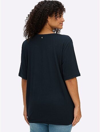 T-shirt Superbe Mélange De Matières - Taille Standard - Sheego