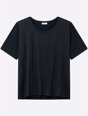 T-shirt Superbe Mélange De Matières - Taille Standard - Sheego