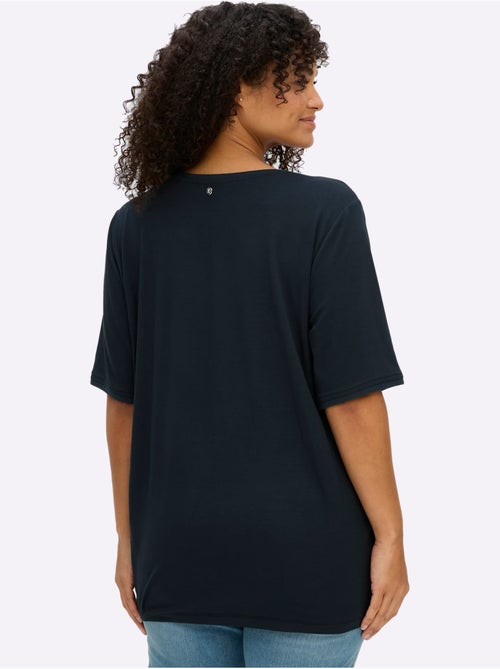 T-shirt Superbe Mélange De Matières - Taille Standard - Sheego - Kiabi