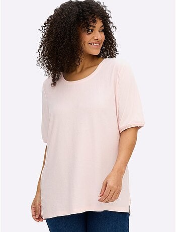 T-shirt Superbe Mélange De Matières - Taille Standard - Sheego