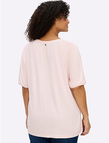 T-shirt Superbe Mélange De Matières - Taille Standard - Sheego