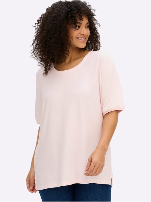 T-shirt Superbe Mélange De Matières - Taille Standard - Sheego - Kiabi