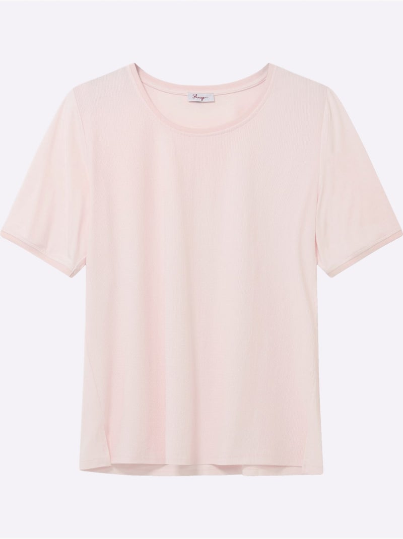 T-shirt Superbe Mélange De Matières - Taille Standard - Sheego Rose clair - Kiabi