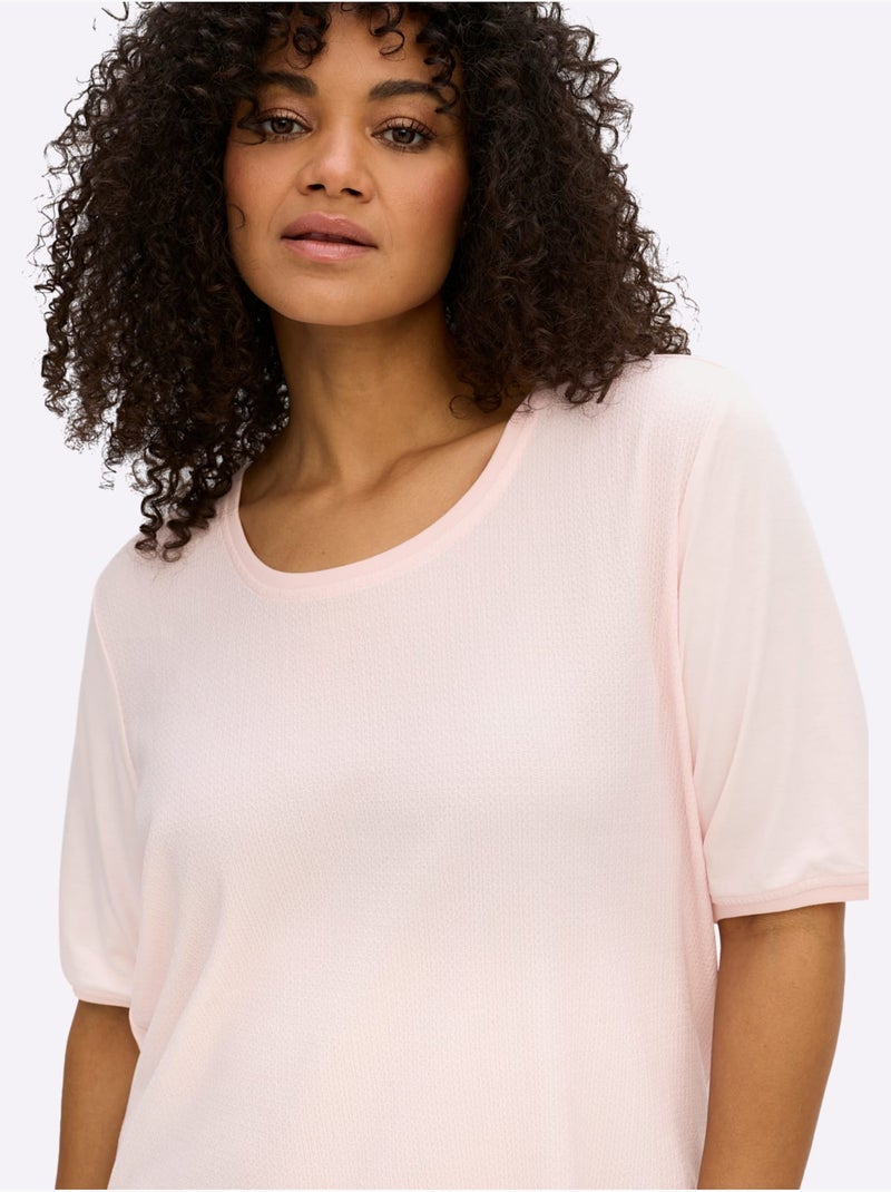 T-shirt Superbe Mélange De Matières - Taille Standard - Sheego Rose clair - Kiabi