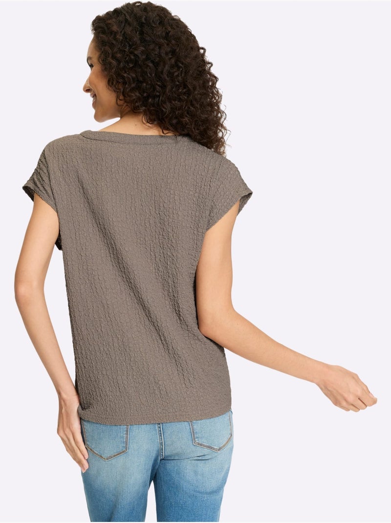 T-shirt Superbe Qualité Structurée - Taille Standard - Helline Gris taupe - Kiabi