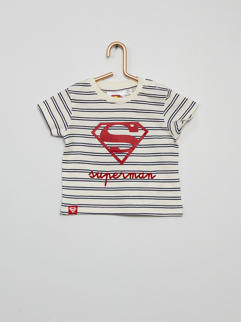T-shirt 'Superman' blanc/rayé - Kiabi