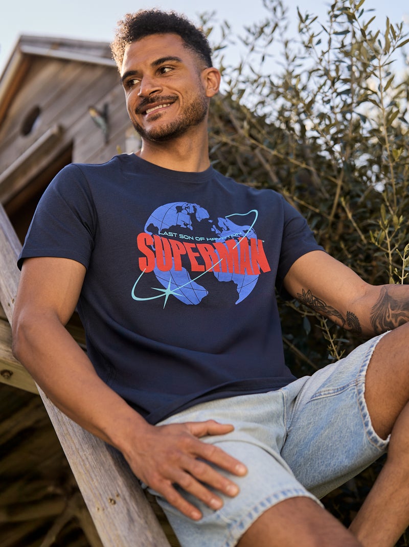 T-shirt 'Superman' 'DC Comics'  manches courtes Bleu marine - Kiabi