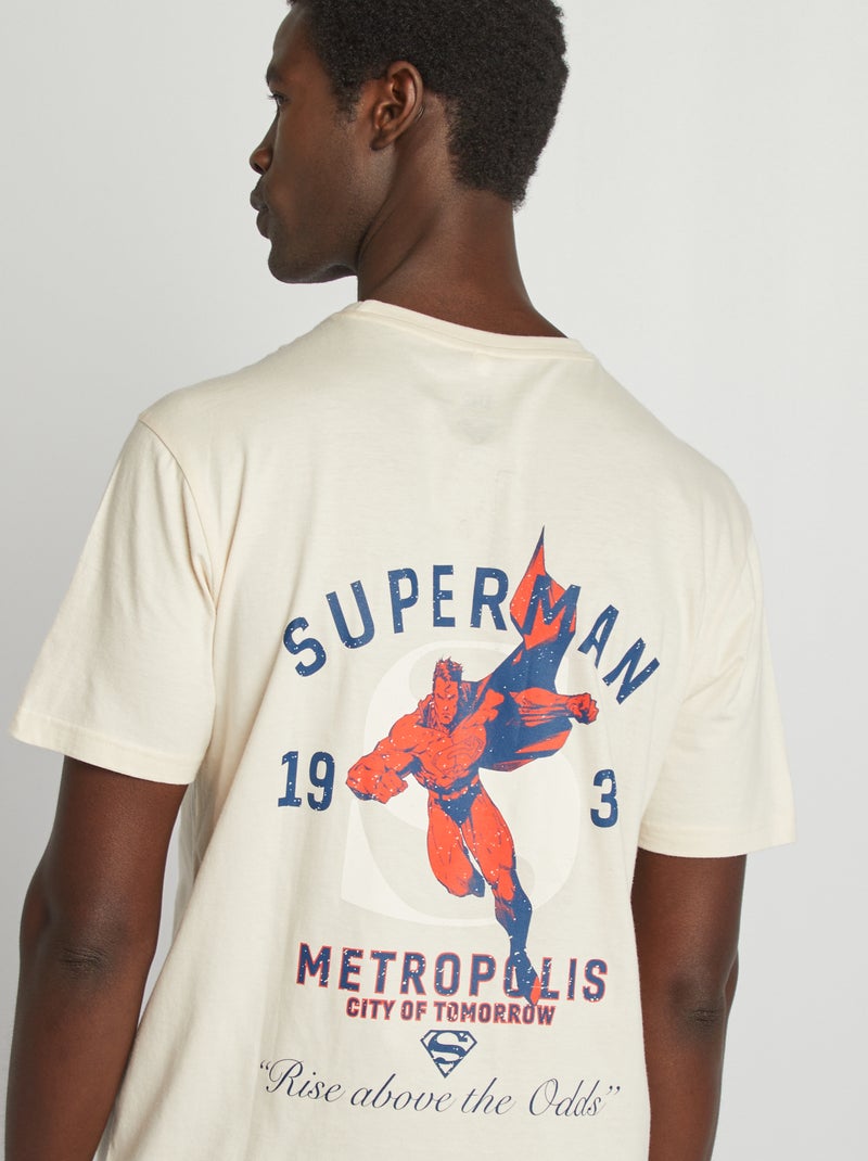 T-shirt 'Superman' manches courtes imprimé recto-verso beige - Kiabi