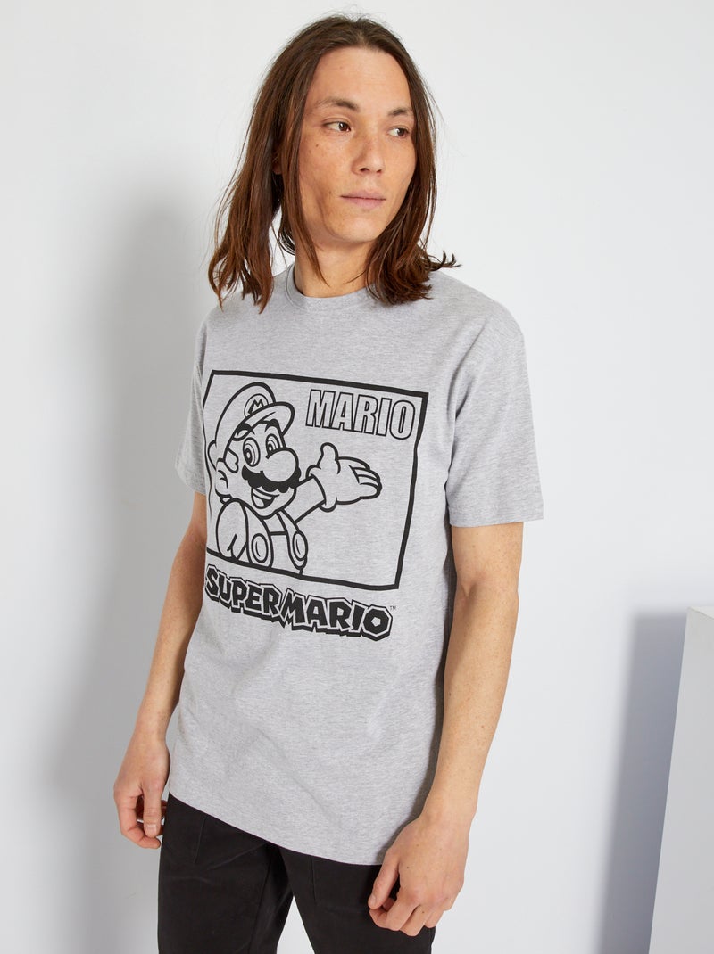T-shirt 'Supermario' gris chiné - Kiabi