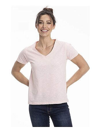 T-Shirt TANIA Rose T-shirt col v