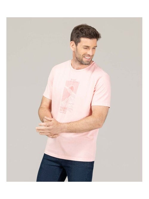 T-shirt teinture minérale rose Homme - Kiabi
