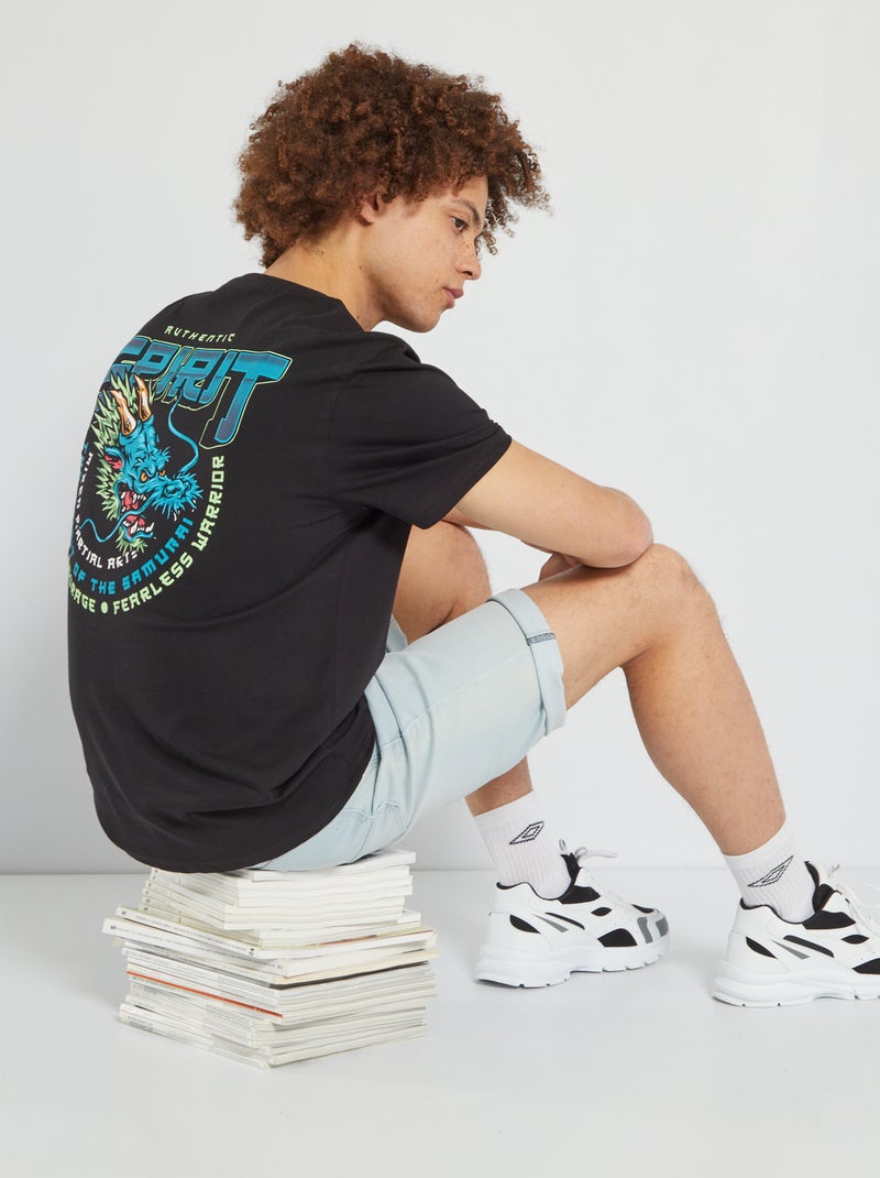 T-shirt tête de dragon noir - Kiabi